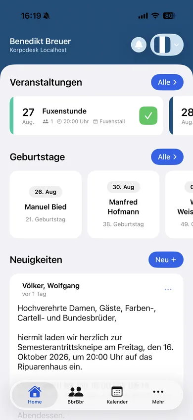 Korpodesk auf dem Telefon