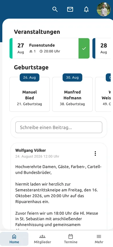 Der Aushang, den auch die Alten Herren sehen.