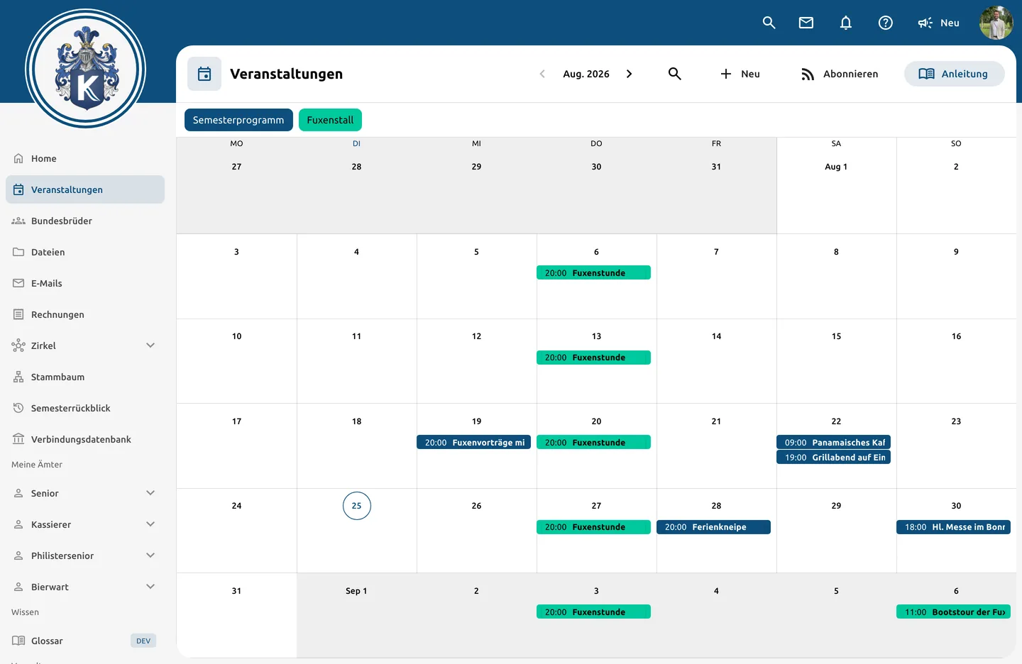 Das Semesterprogramm, das jeder im Kalender hat.